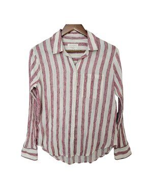 Treasure & Bond Boyfriend Fit Striped Button Down Shirt Womens Size XS Casual